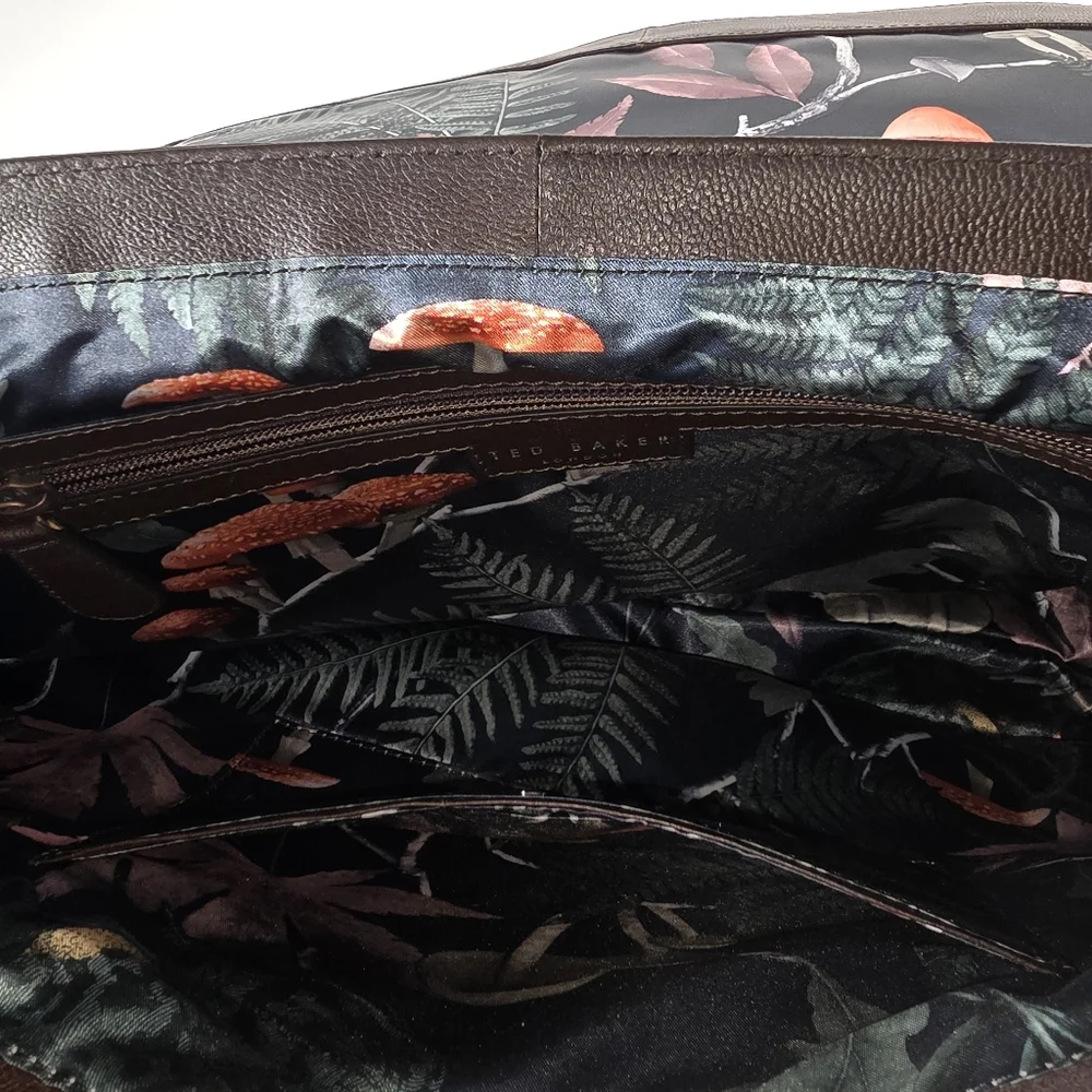 Ted Baker Bocelli Striped Leather Satchel Messenger Bag Color Block Brown Mens - Picture 4 of 6